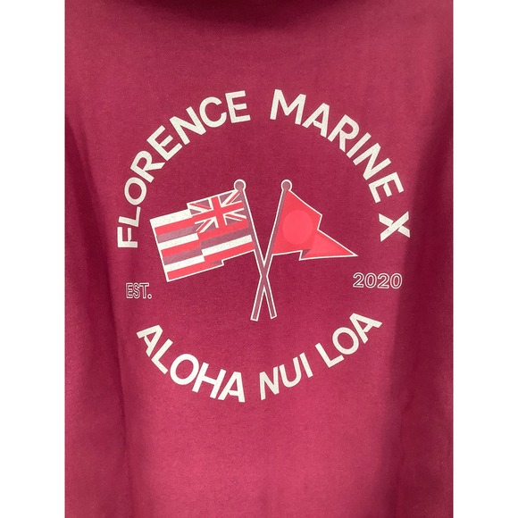NEW! Florence Marine X Size Small Nui Loa Hoodie Maroon Red Hoodie $85 Organic - Picture 5 of 11
